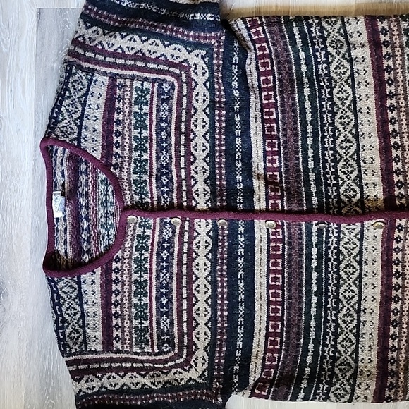 VNTG Skyr Womens 100% Wool Fair Isle CottageCore Cardigan Sweater Multicolor 2XL - Picture 2 of 14